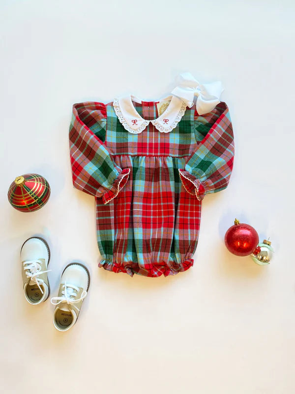 Long Sleeve Britt Bubble: Wilson Pier Plaid with Worth Avenue White