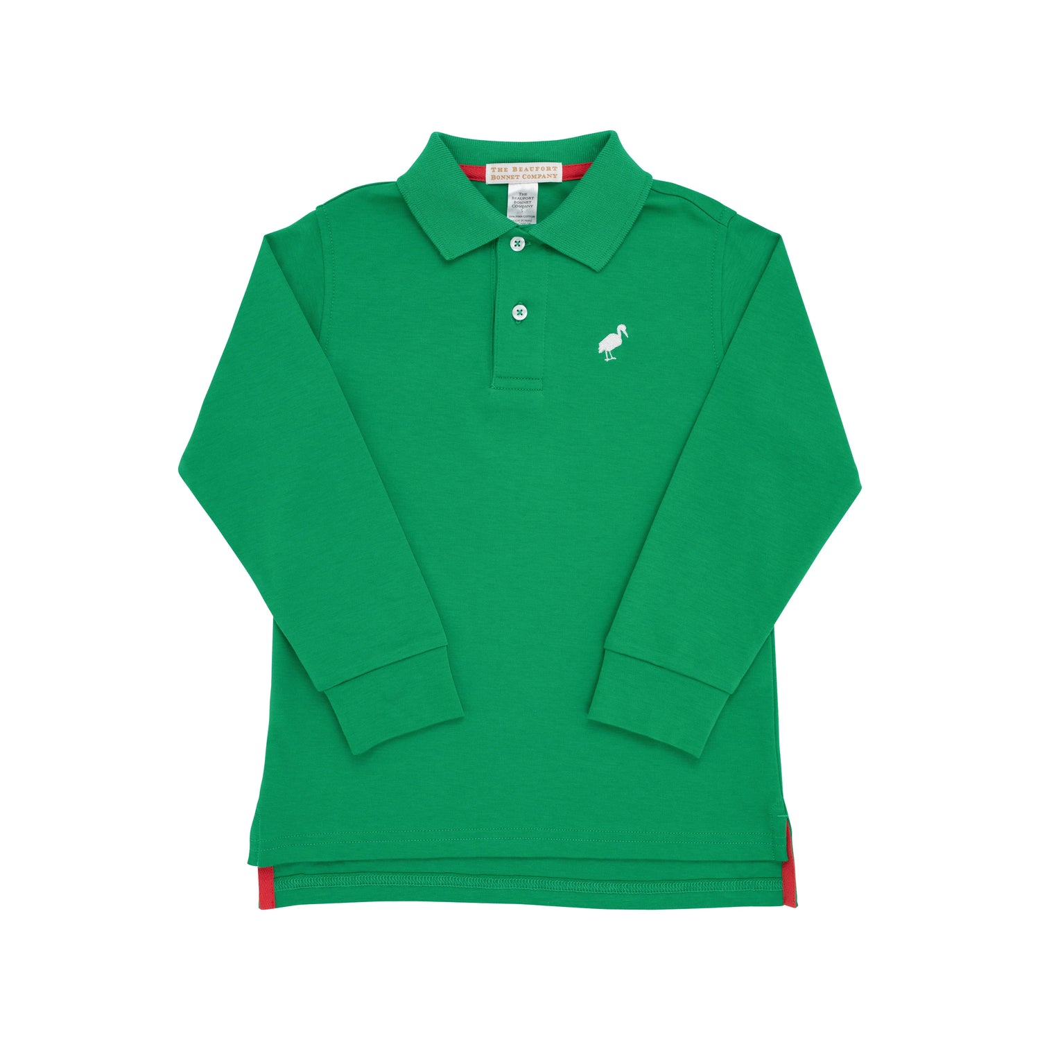 TBBC LS Prim &amp; Proper Polo: Kiawah Kelley Green w/Worth Ave White