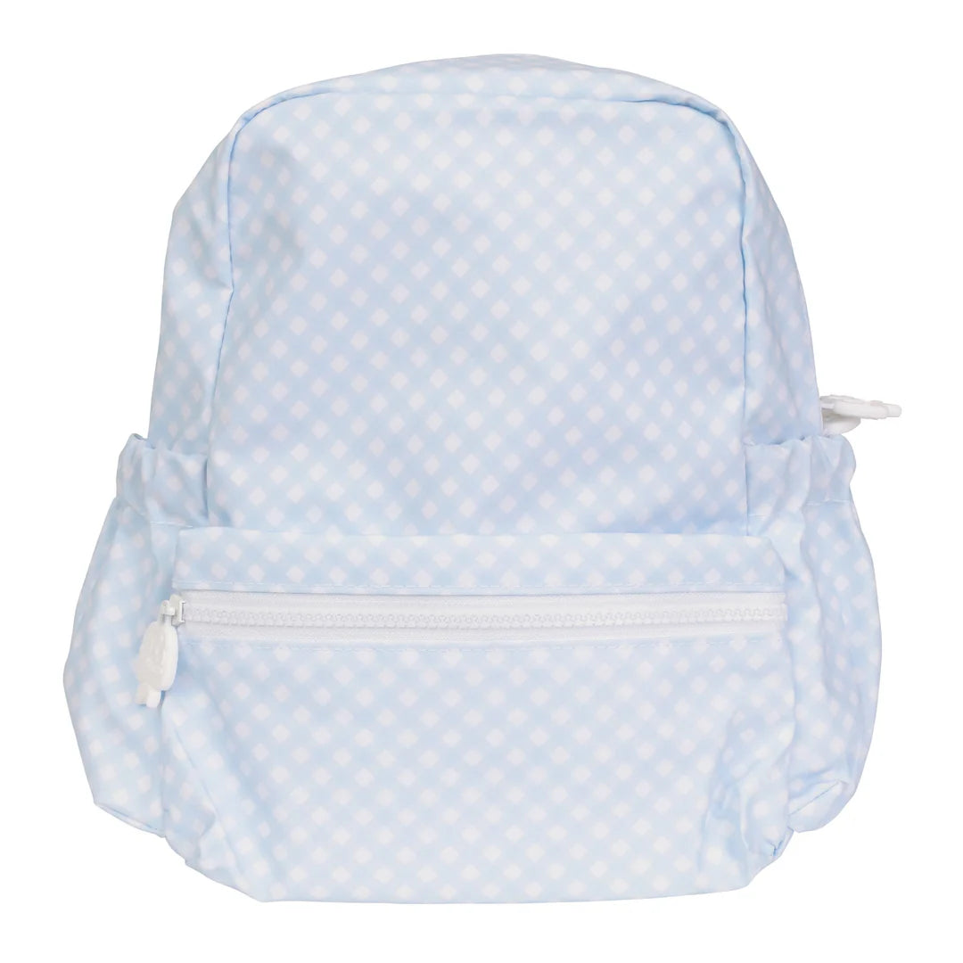 Apple of my Isla Backpack (Large): Blue Gingham