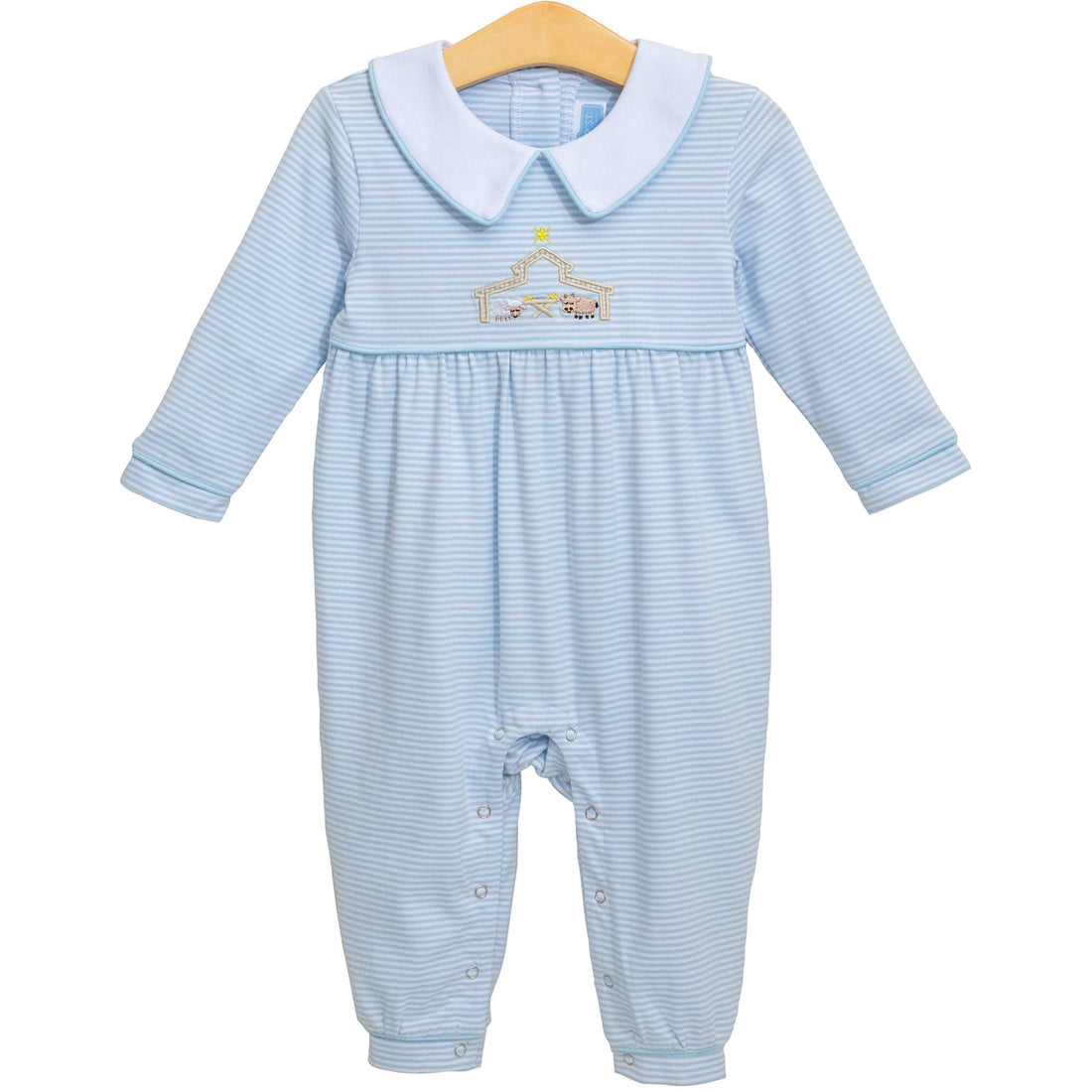 Light Blue Nativity Embroidered Romper