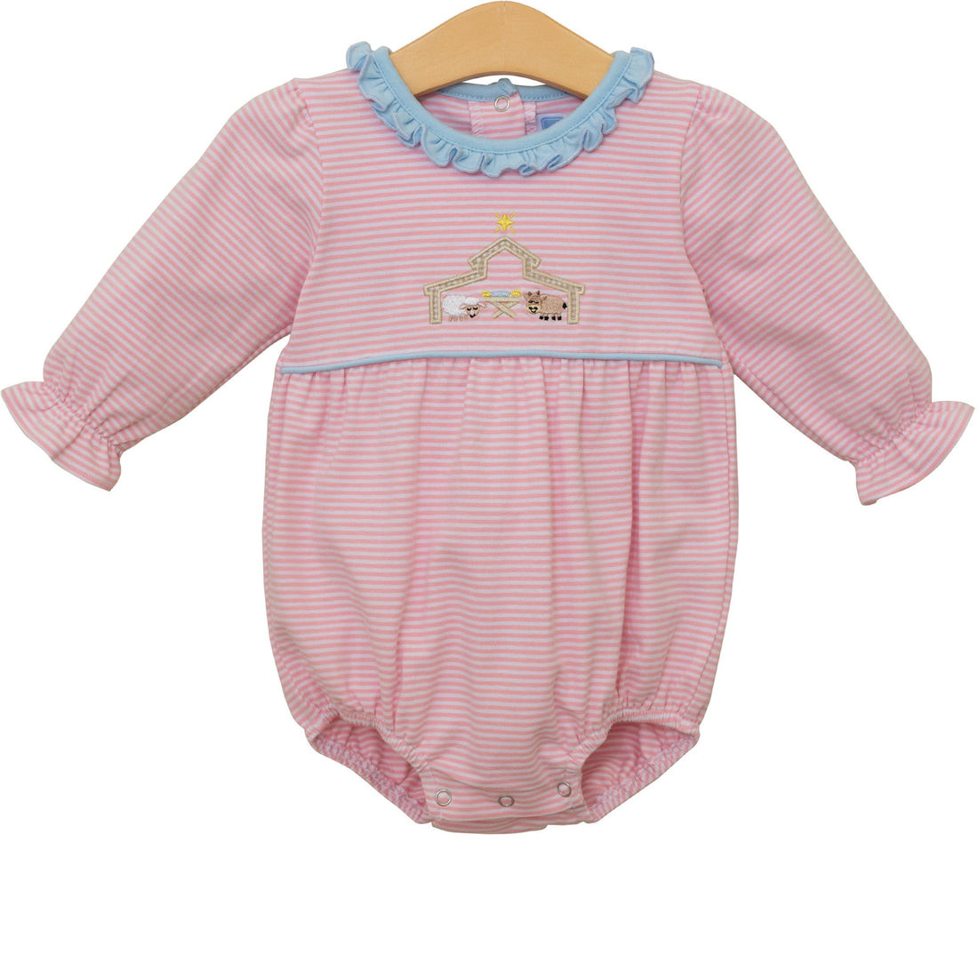 Light Pink LS Nativity Embroidered Bubble