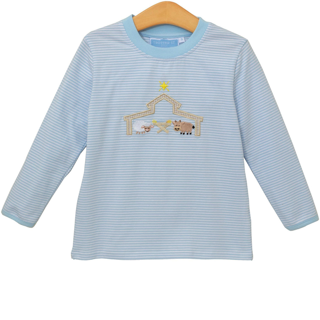 Light Blue LS Nativity Embroidered T-Shirt