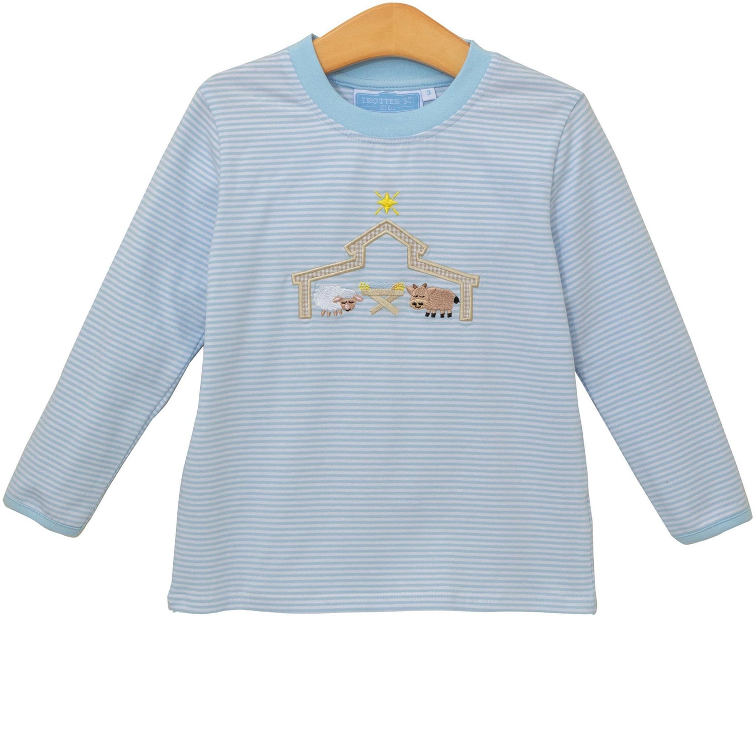 Light Blue LS Nativity Embroidered T-Shirt