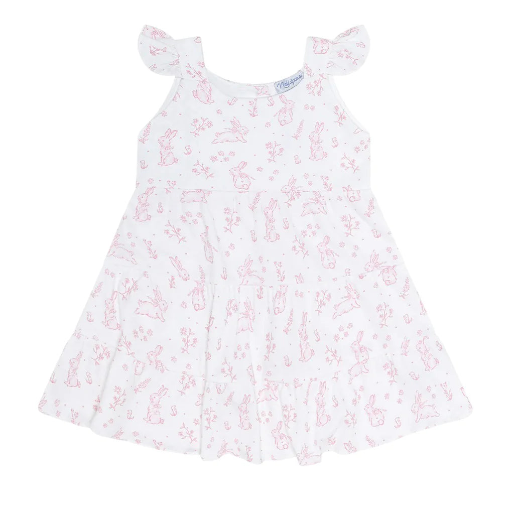 Pink Bunny Toile Ruffle Dress