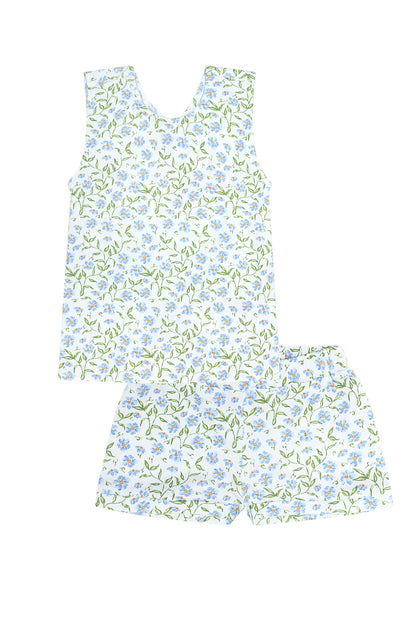 Blue Vines Print Summer Short Set