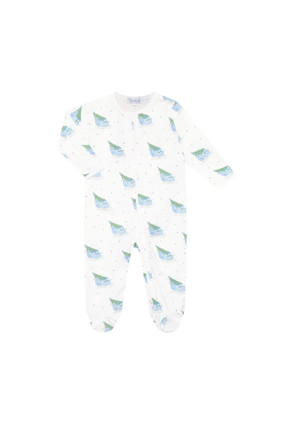 Blue Merry Sleighs Zipper Footie