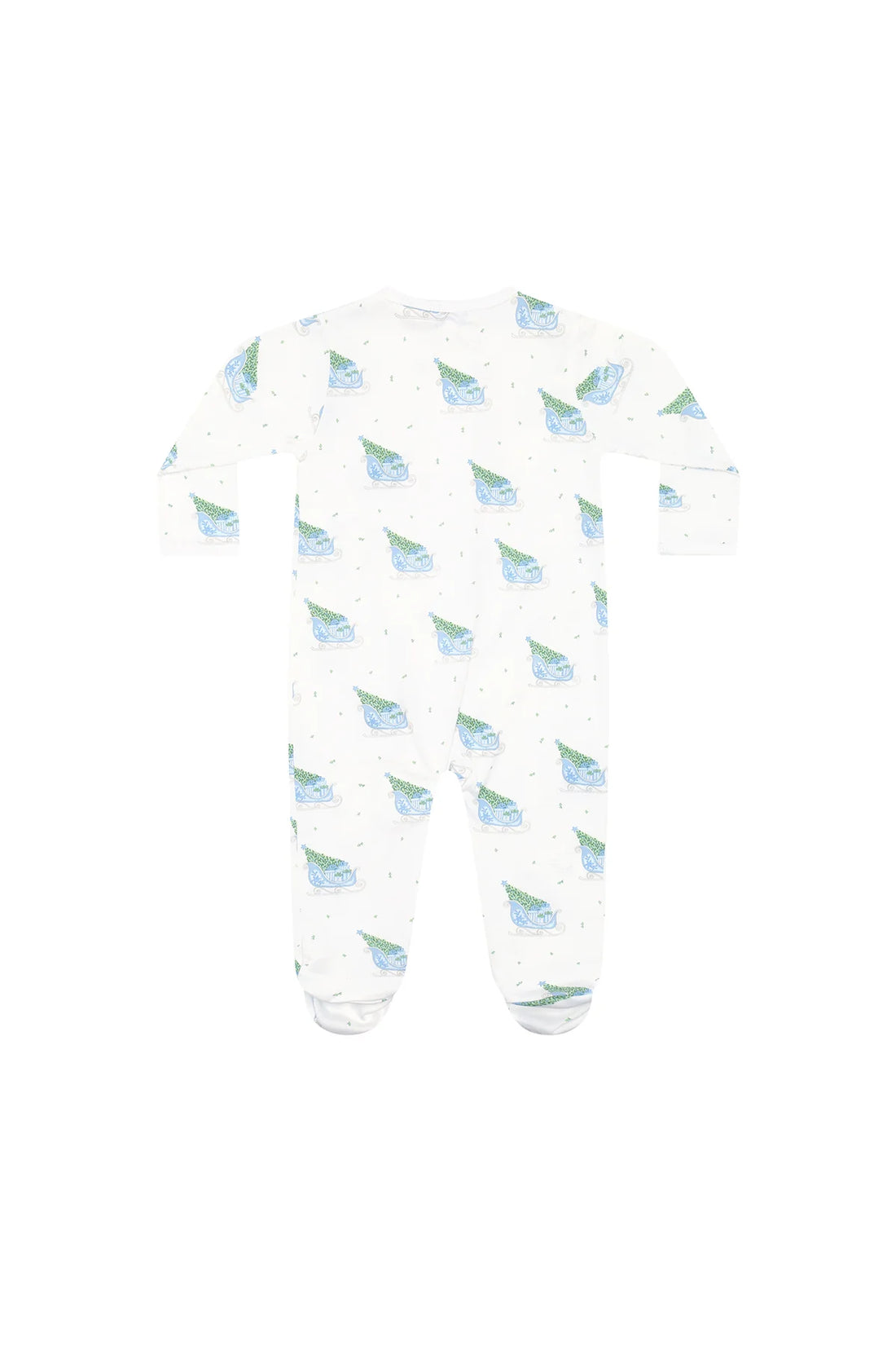 Blue Merry Sleighs Zipper Footie