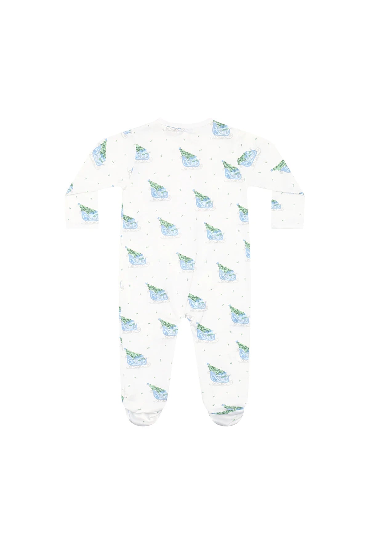 Blue Merry Sleighs Zipper Footie