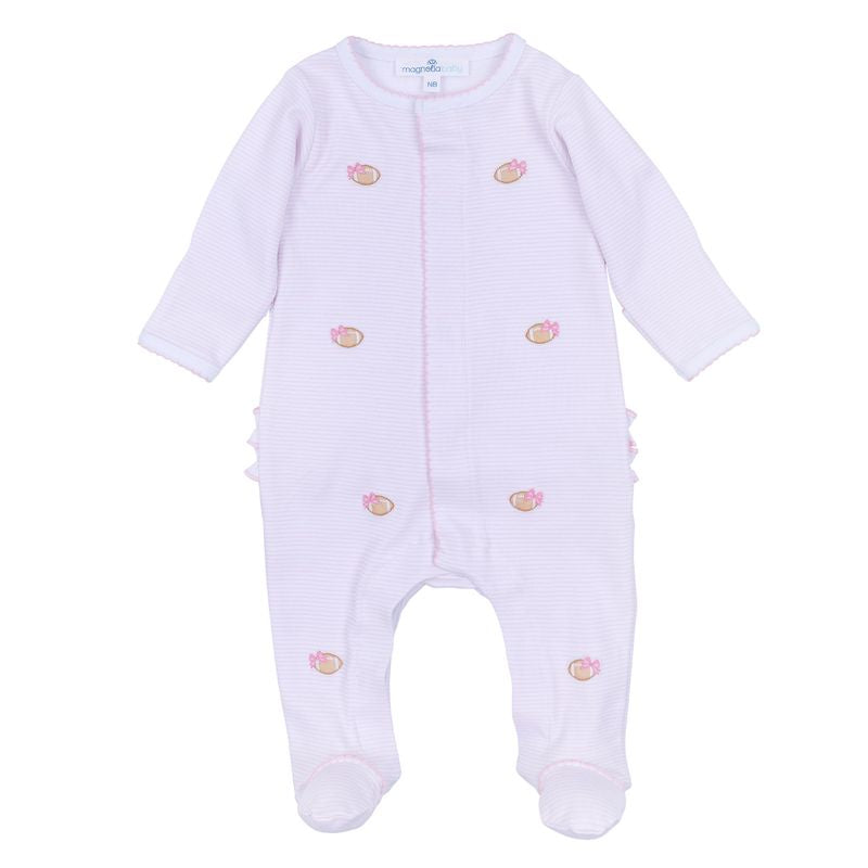 Touchdown Cutie Embroidered Snap Footie: Pink