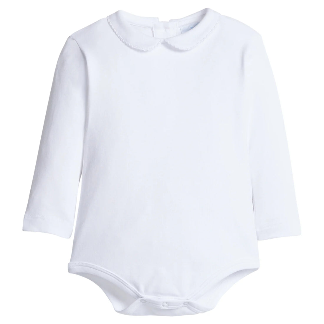 Long Sleeve Peter Pan Picot Trim Onesie &amp; Shirt: White