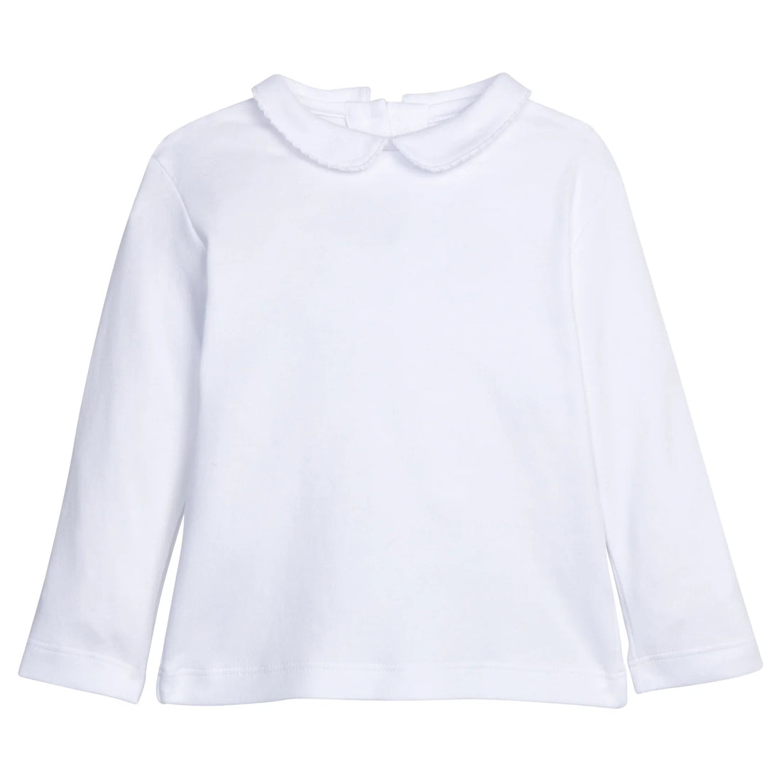 Long Sleeve Peter Pan Picot Trim Onesie &amp; Shirt: White