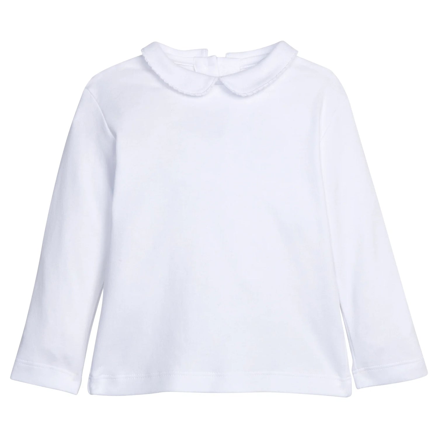 Long Sleeve Peter Pan Picot Trim Onesie &amp; Shirt: White