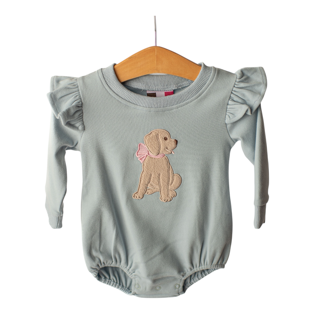 Puppy Applique Girl Bubble