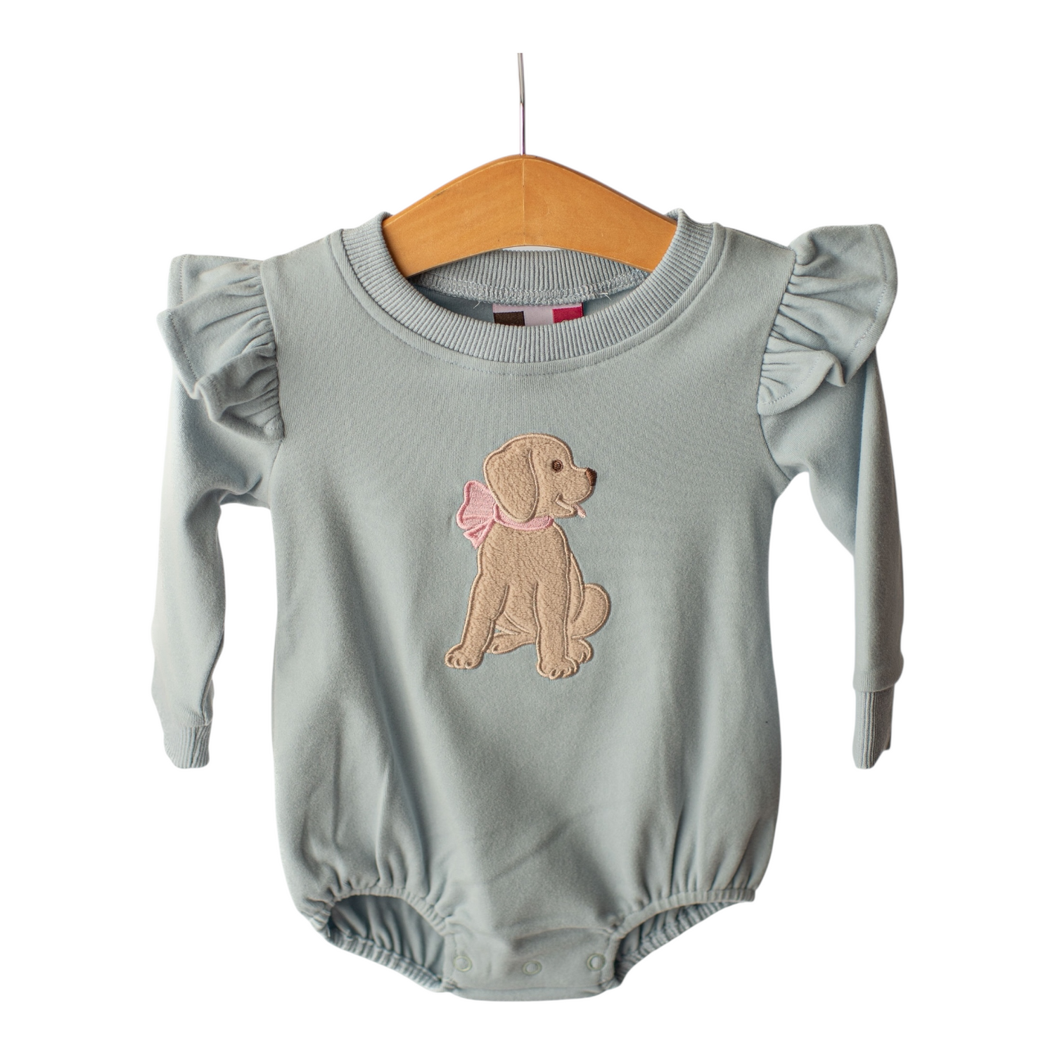 Puppy Applique Girl Bubble