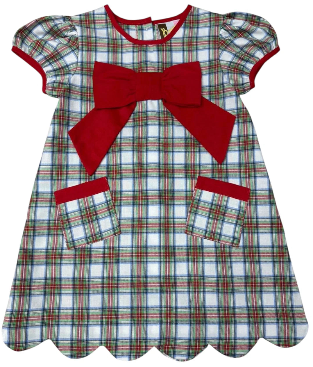 Amelia Bow Dress: Christmas Plaid