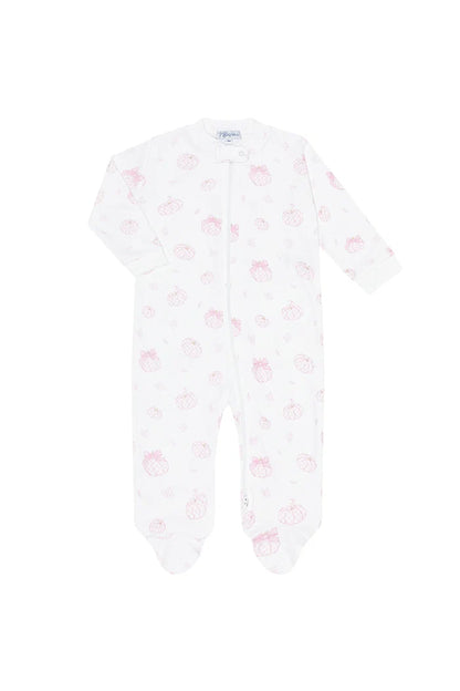 Pink Pumpkin Patch Zipper Footie