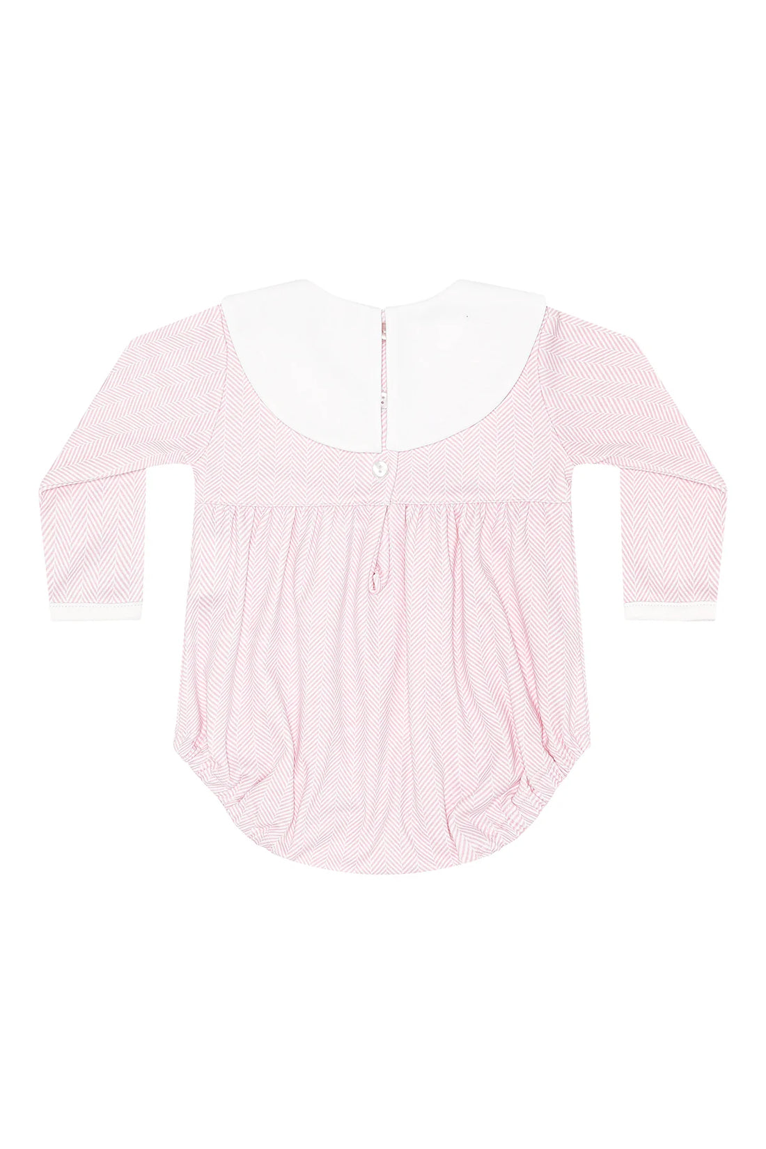 Pink Herringbone Embroidered LS Bubble