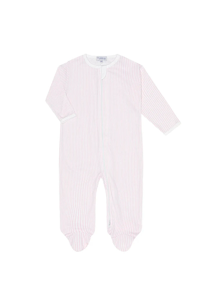 Pink Classic Stripes Zipper Footie