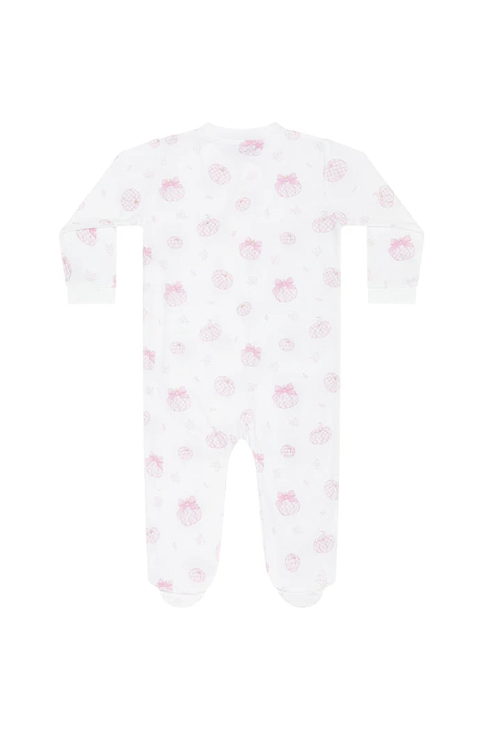 Pink Pumpkin Patch Zipper Footie