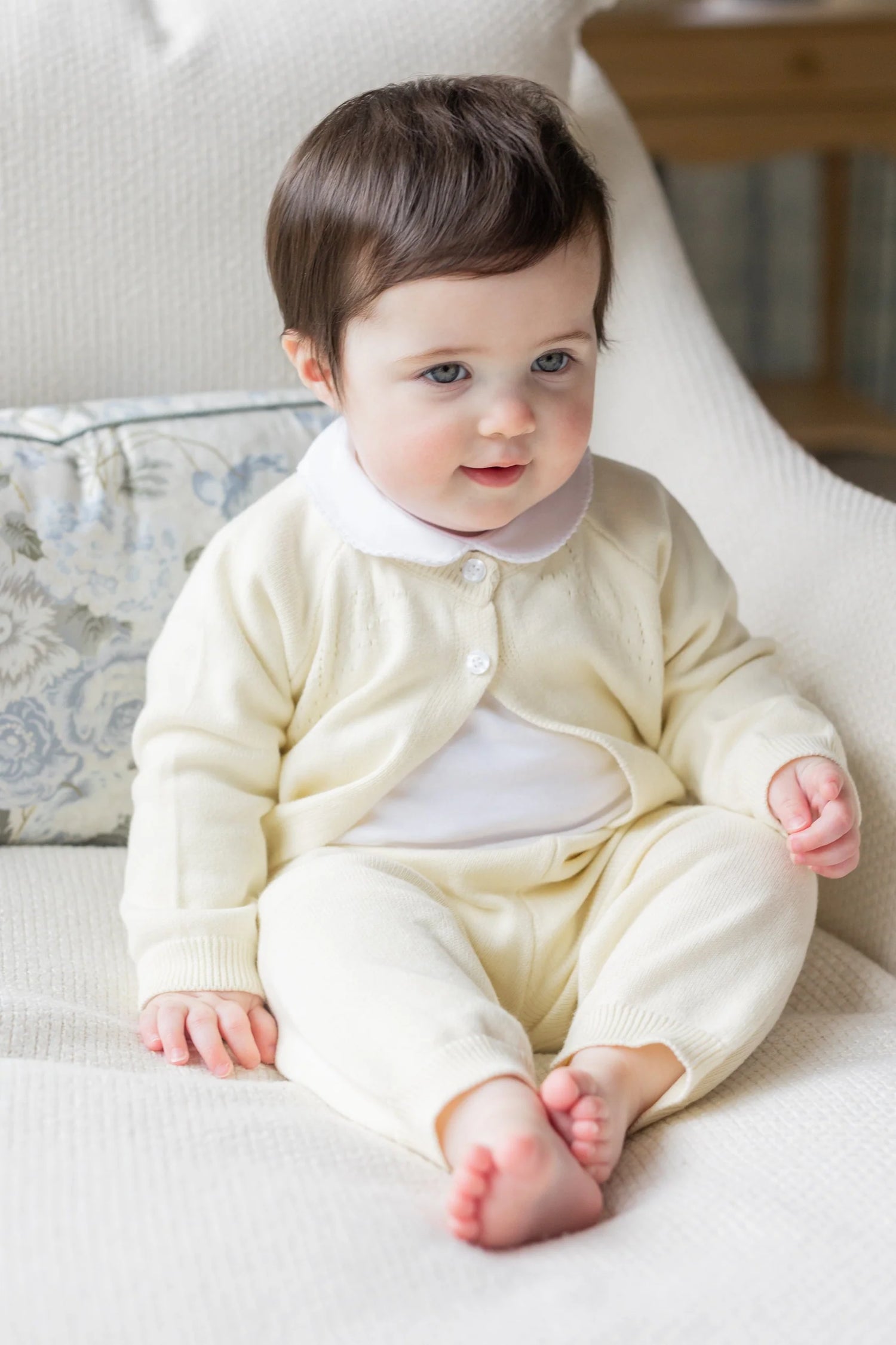 Pointelle Knit Set: Cream