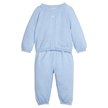 Pointelle Knit Set: Light Blue