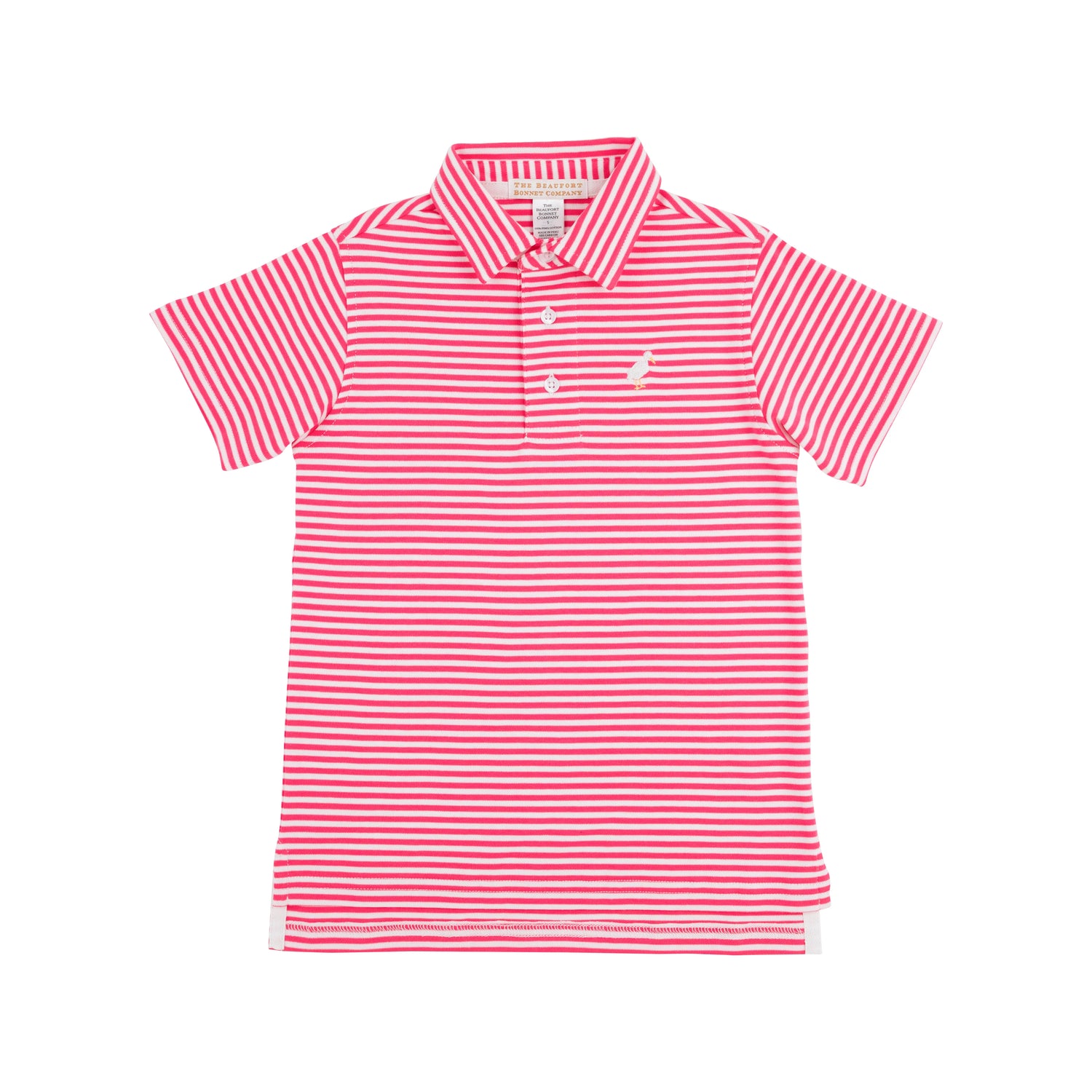 TBBC Prim &amp; Proper Polo: Palm Springs Punch Stripe with Multicolor Stork