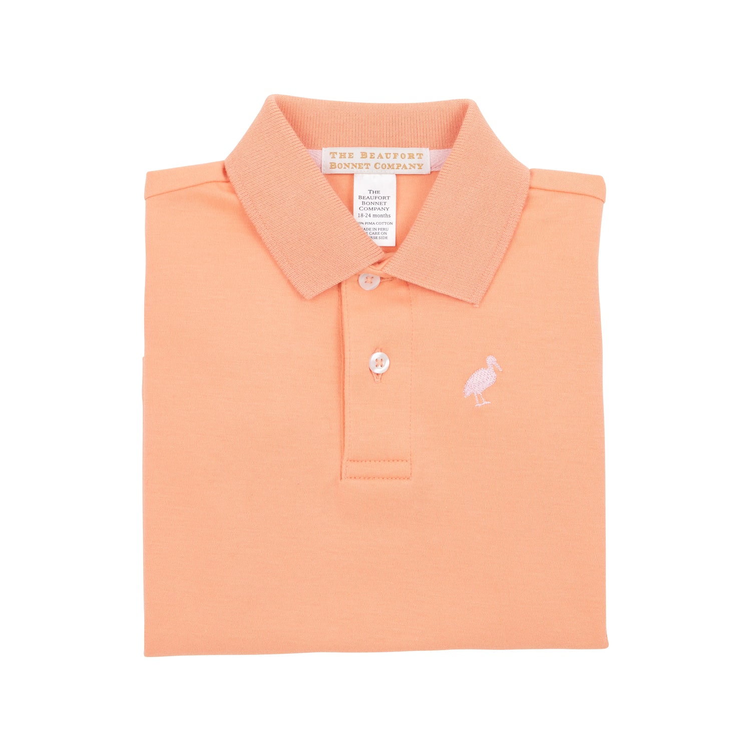 TBBC SS Prim &amp; Proper Polo: Seashore Sherbert w/Palm Beach Pink Stork