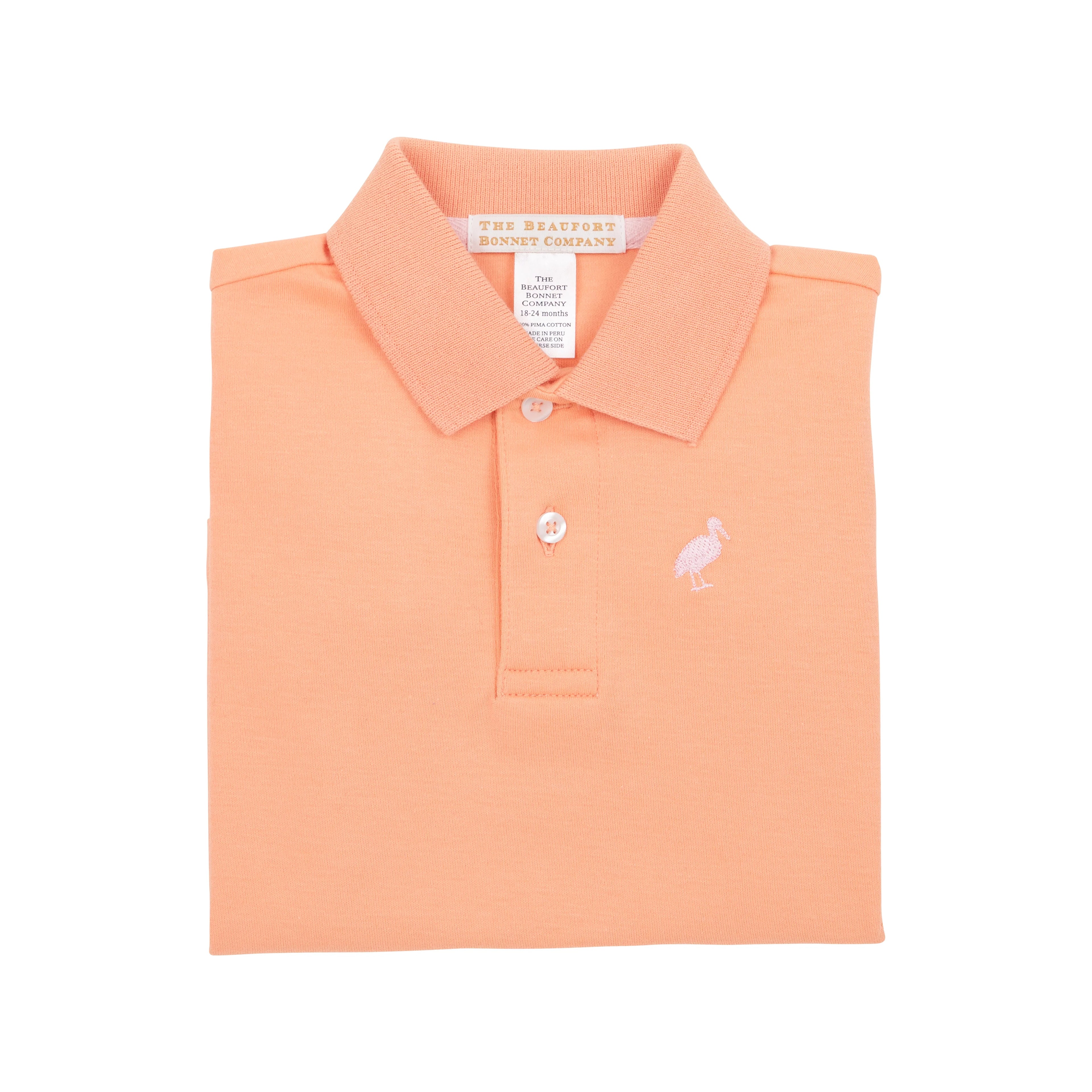 TBBC SS Prim &amp; Proper Polo: Seashore Sherbert w/Palm Beach Pink Stork