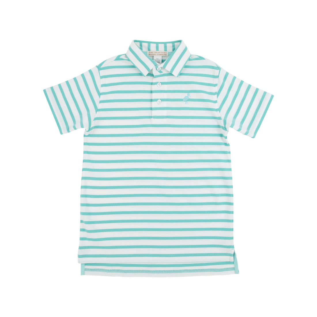 TBBC SS Prim &amp; Proper Polo: Turks Teal Stripe with Edisto Egg Blue Stork