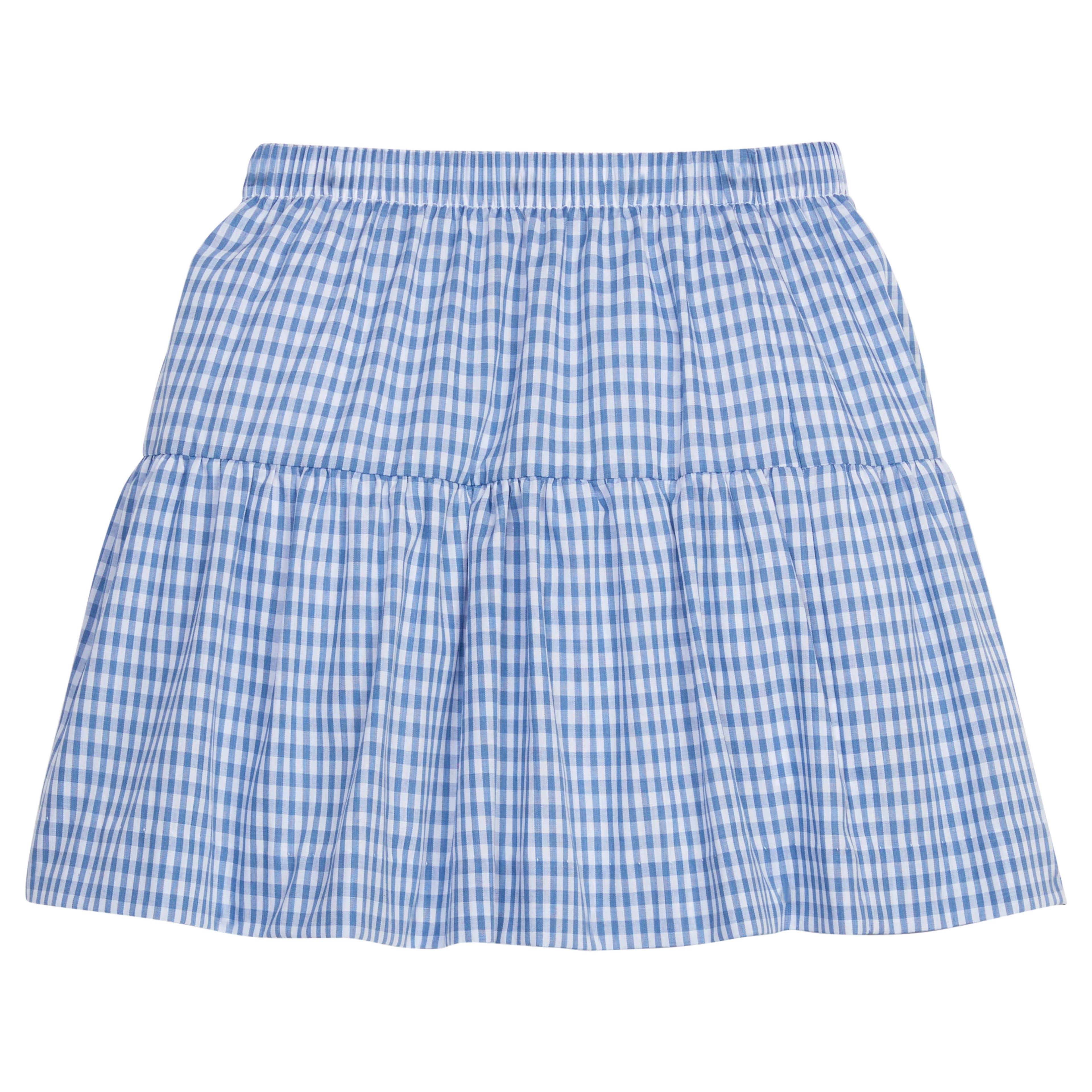 Jillian Skirt: Gray Blue Gingham