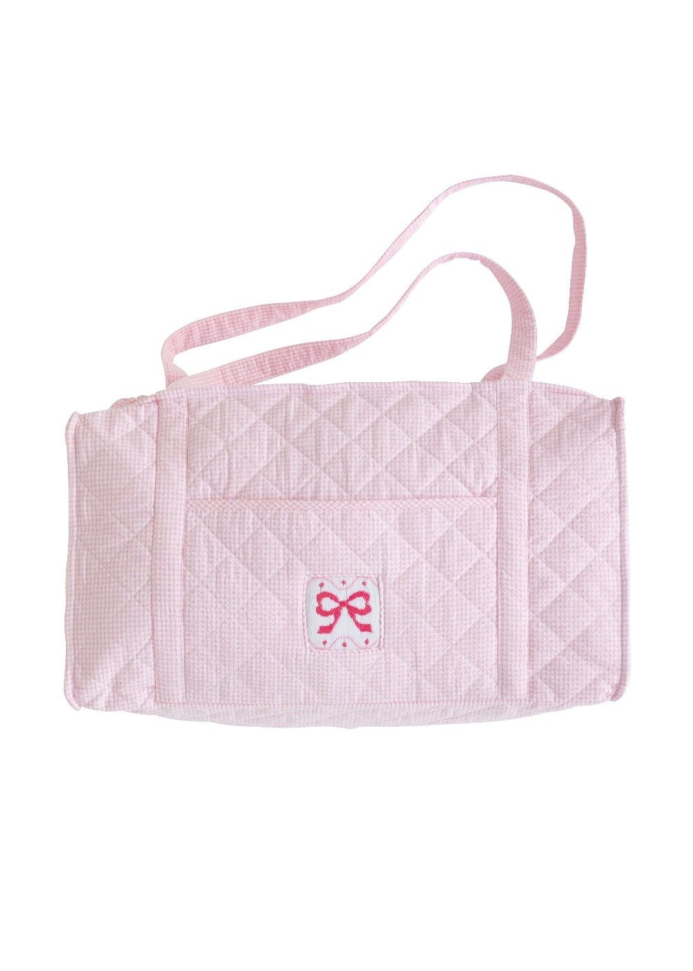 Little English Quilted Luggage Duffle Bag: Pink Gingham with Smocked Bow