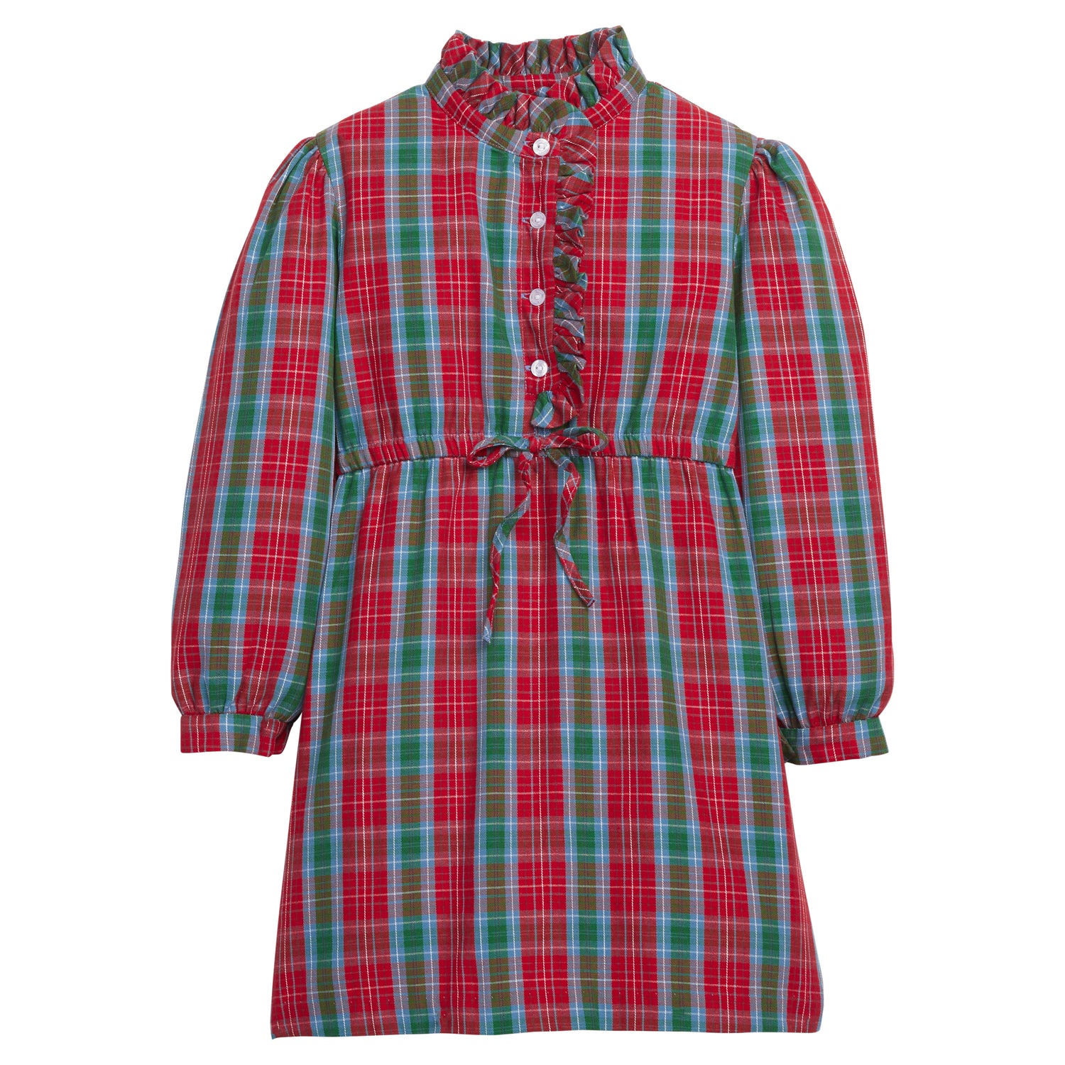 Ruffled Shirt Dress: Highlands Tartan