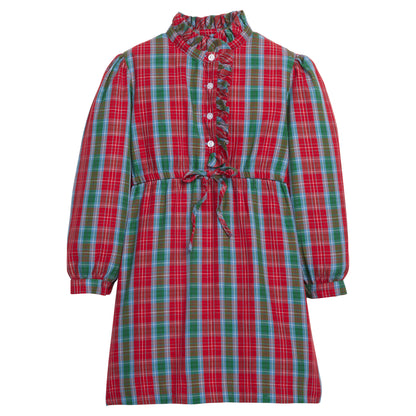 Ruffled Shirt Dress: Highlands Tartan