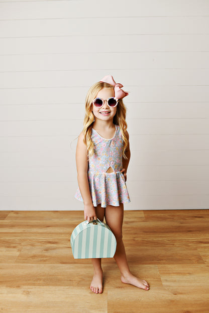 Ditsy Bloom Skirted 1-Piece Swimsuit