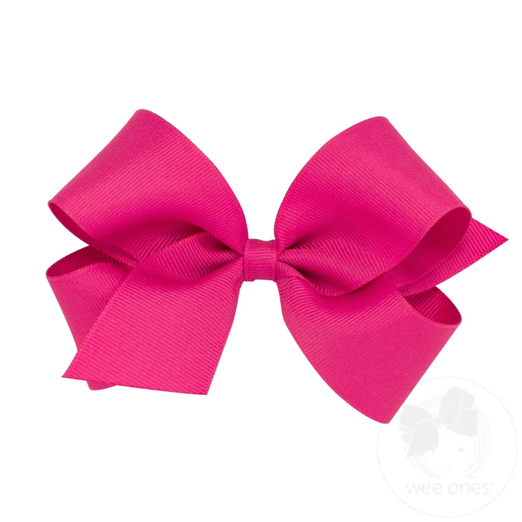 Medium Classic Grosgrain Hair Bow: Shocking PInk
