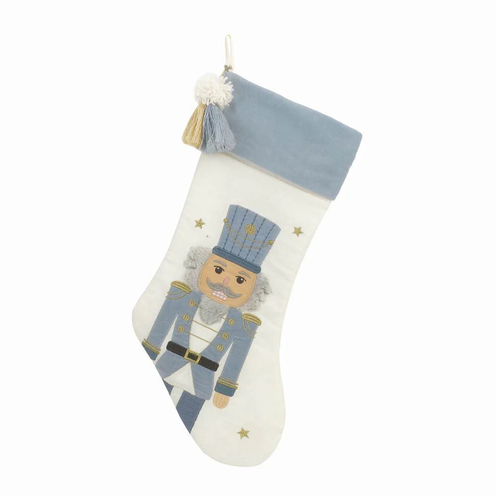 Tassled Nutcracker Stocking: Winter Blue