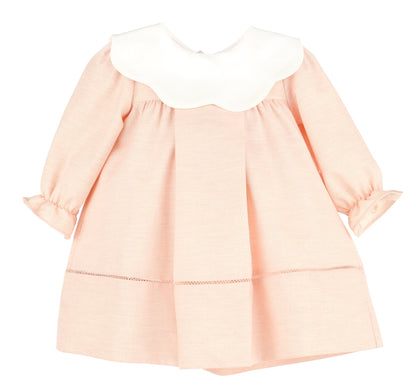 Frosty Twill Scallop Dress: Pink