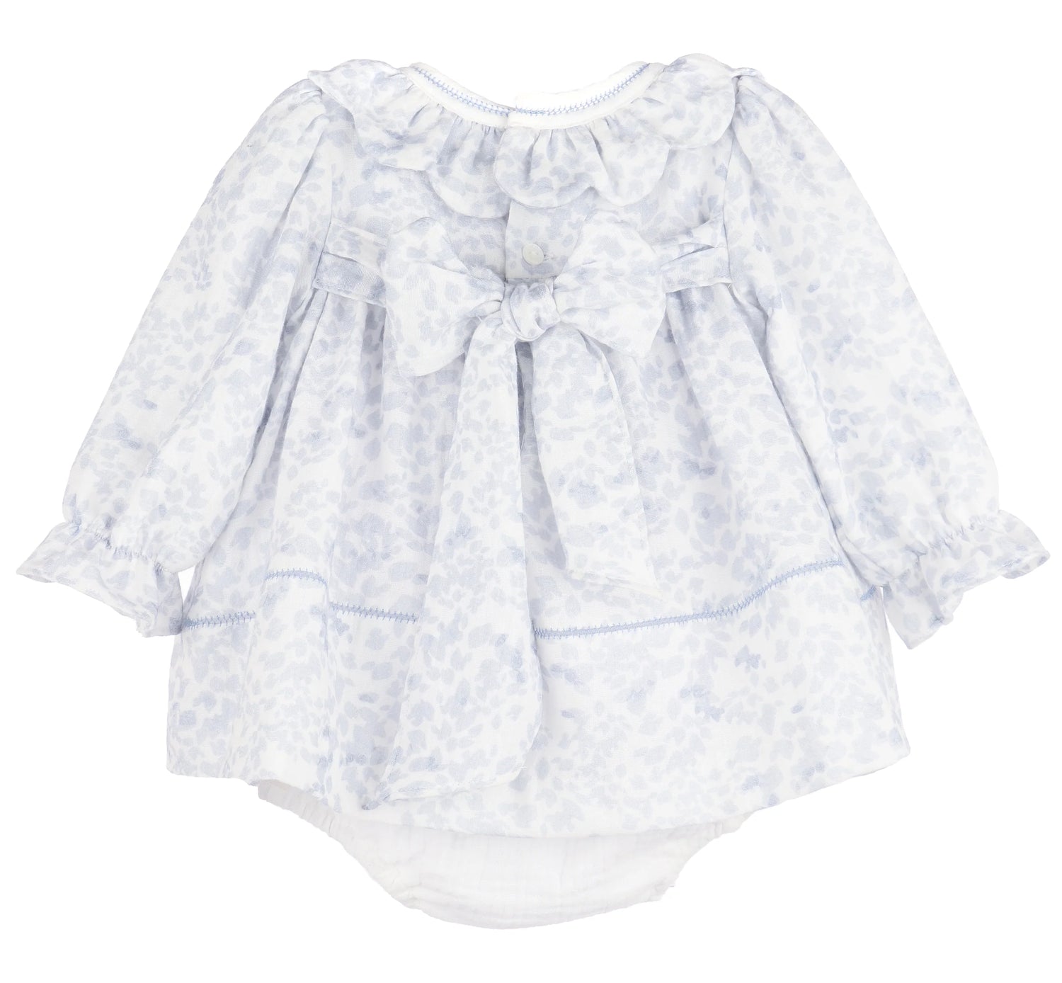 Frosty Floral Scallop Ruffle Float Dress: Blue