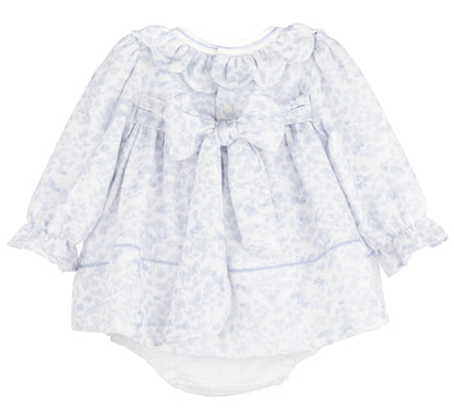 Frosty Floral Scallop Ruffle Float Dress: Blue