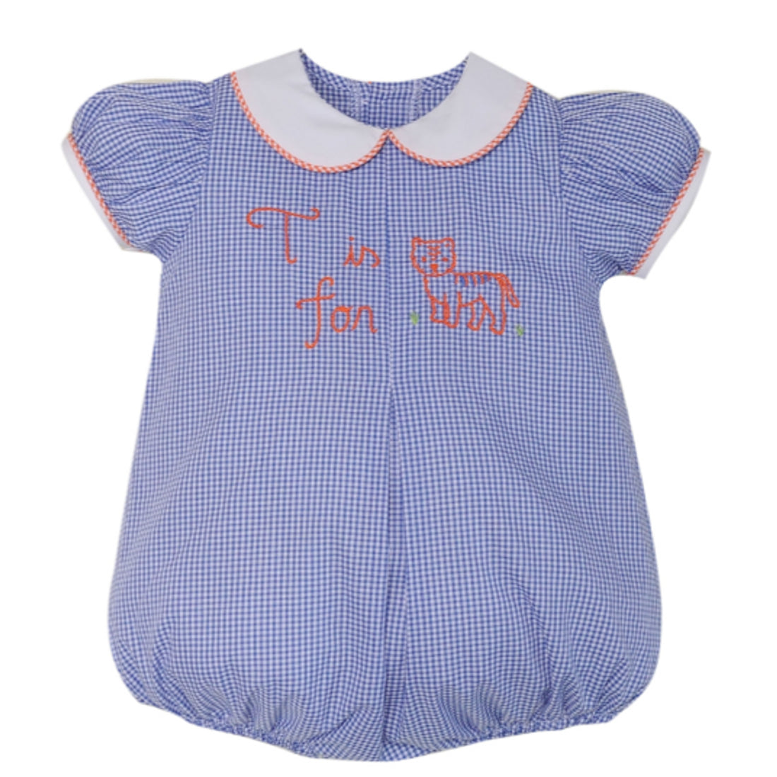 Embroidered Girl Bubble: Navy Orange