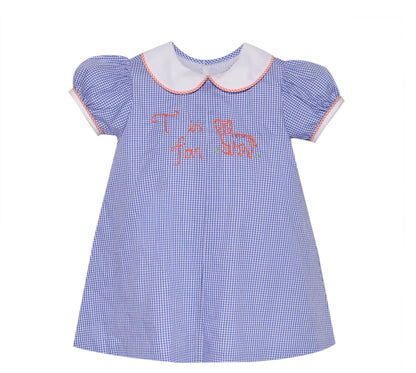 Embroidered Dress: Navy/Orange