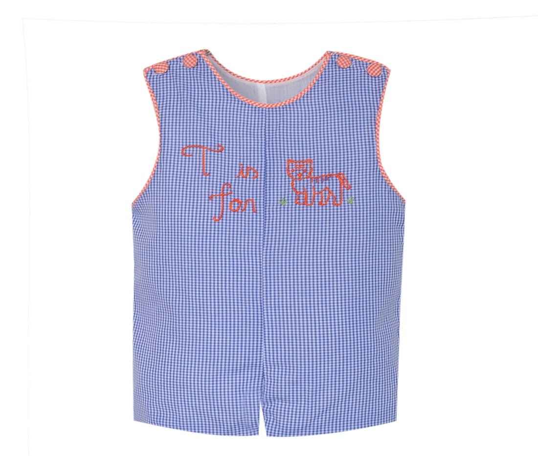 Embroidered Shortall: Navy/Orange