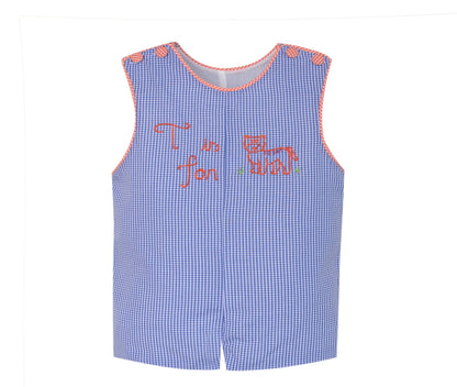 Embroidered Shortall: Navy/Orange