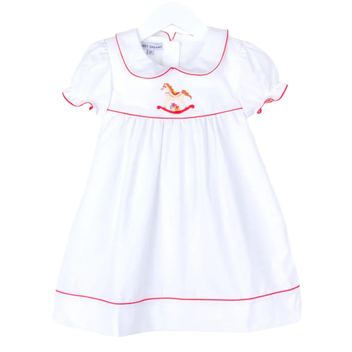 White Rocking Horse Embroidered Dress