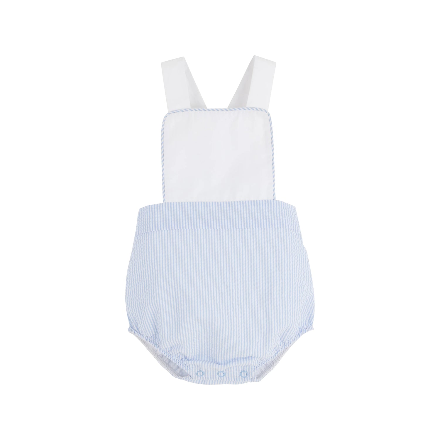 TBBC Sayre Sunsuit: Breakers Blue Seersucker with Wroth Ave White