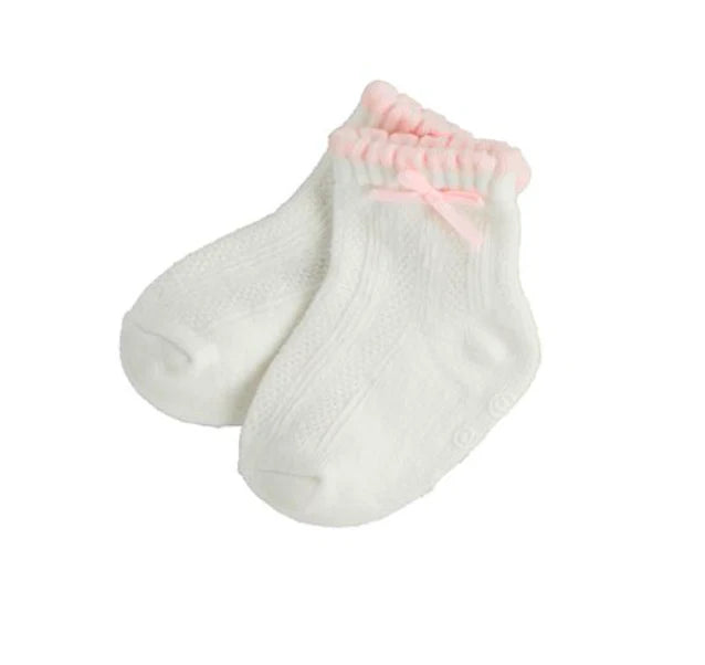White w/Pink Trim Baby Socks