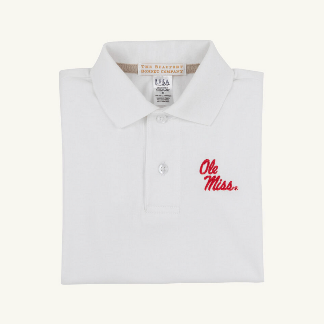 TBBC SS Prim &amp; Proper Polo: Worth Ave White/Ole Miss