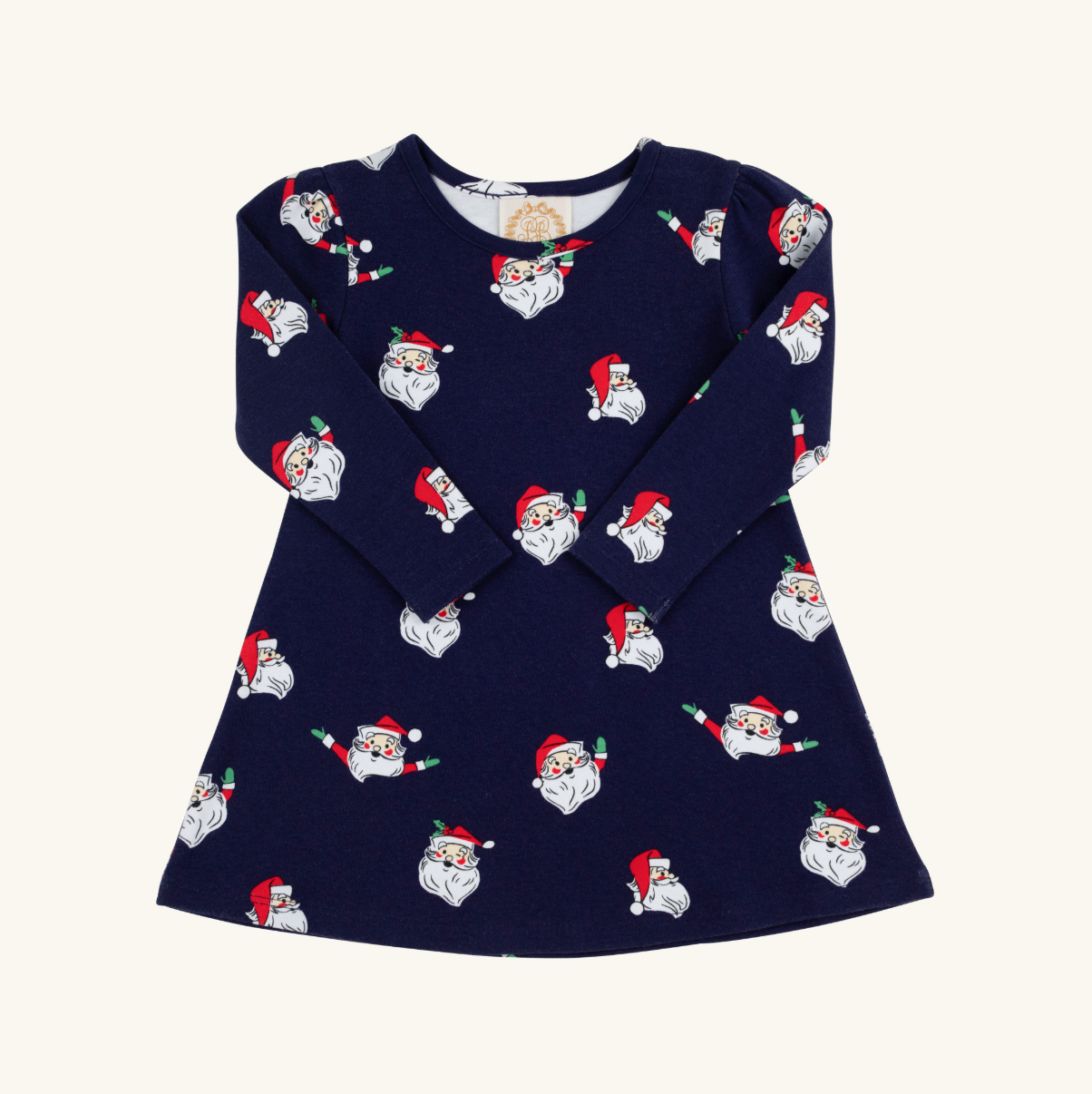 Long Sleeve Penny`s Play Dress: Jolly Old St Nick