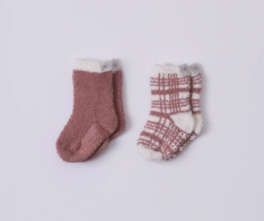 Toddler Plaid Sock Set: Barely Pink/Cream