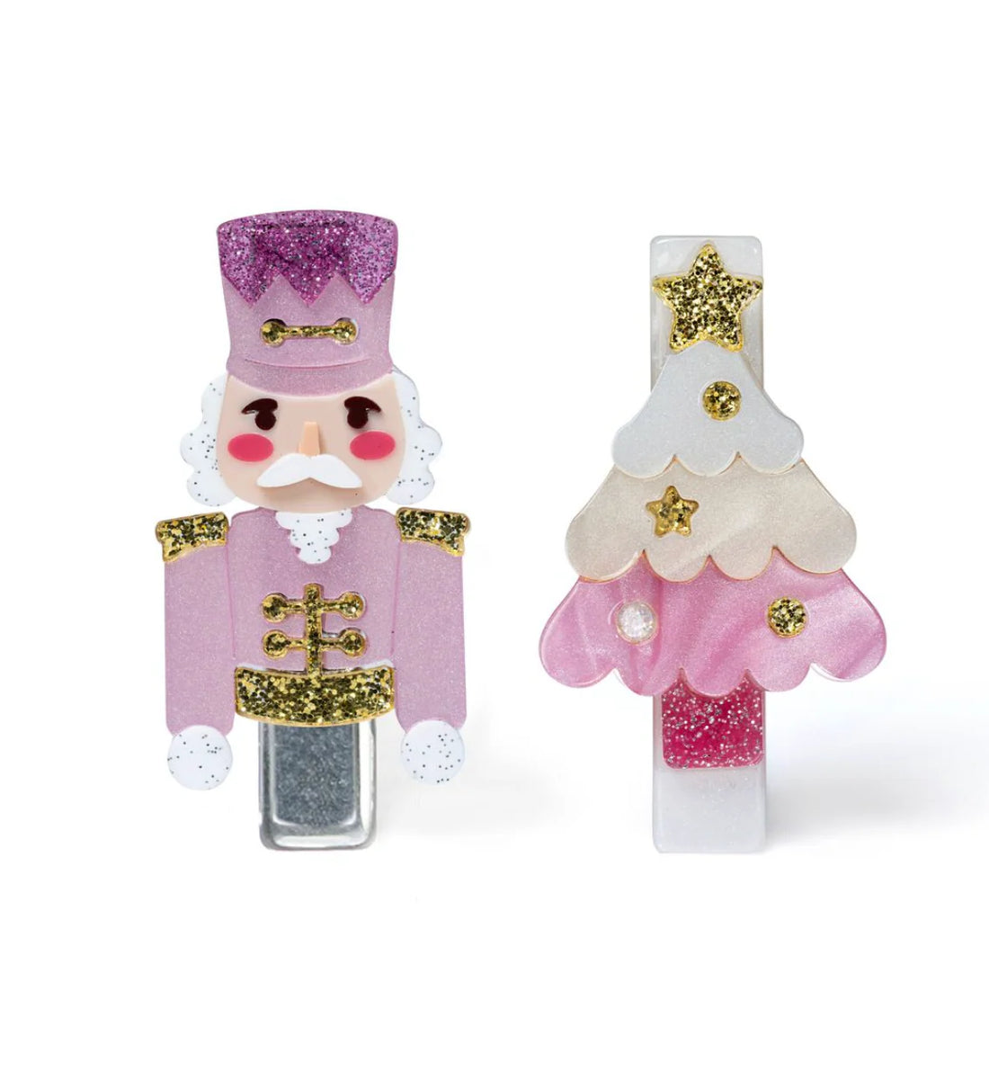 Nutcracker Tree Pink Hair Clips